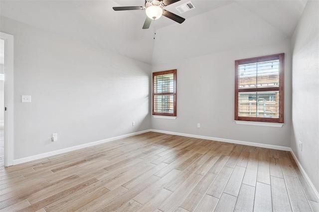 9233 NW 91st St, Yukon, OK 73099 - spare room with vaulted ceiling, ceiling fan, and light wood finished floors