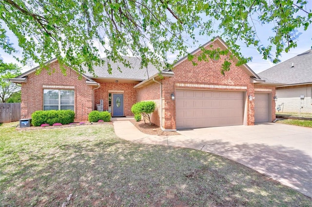 2209 Cedar Pointe Ct, Edmond, OK 73003 - view of front facade featuring a garage, concrete driveway, brick siding, and roof with shingles