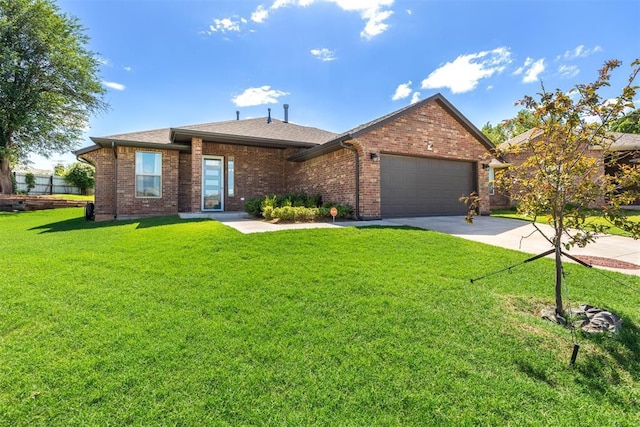302 Tuscany Cir, Noble, OK 73068 - single story home featuring an attached garage, concrete driveway, a front lawn, and brick siding