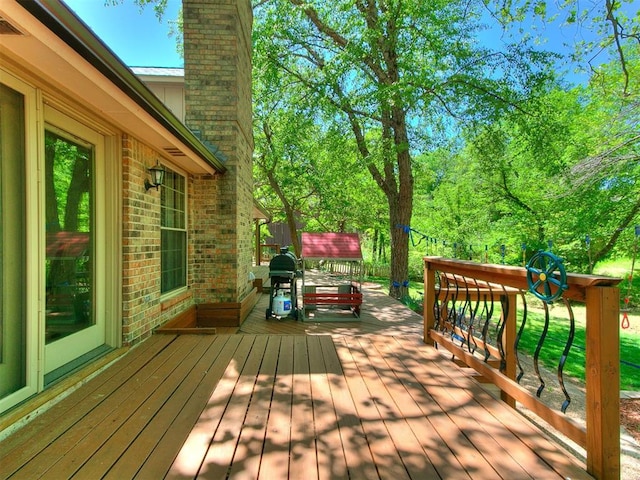 402 Hunters Ct, Edmond, OK 73034 - wooden deck featuring area for grilling