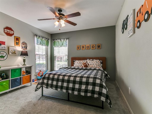402 Hunters Ct, Edmond, OK 73034 - bedroom featuring carpet flooring and a ceiling fan