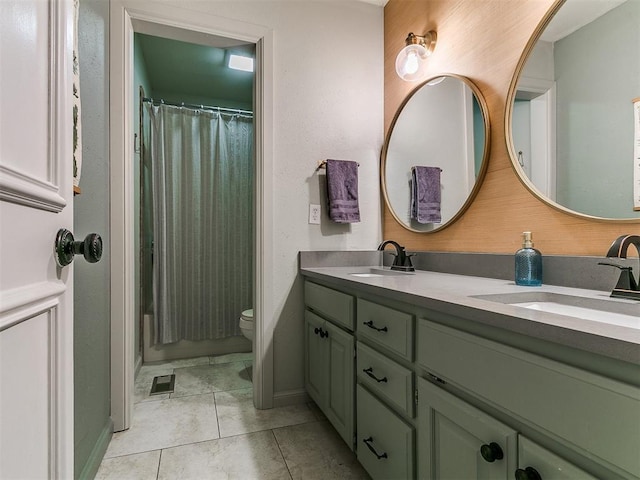 402 Hunters Ct, Edmond, OK 73034 - full bath featuring double vanity and tile patterned flooring