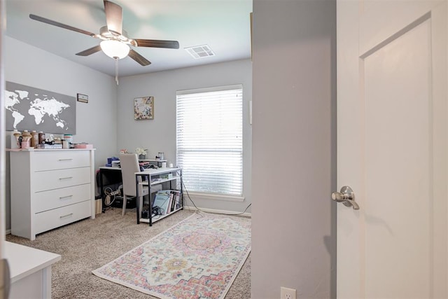 4004 Brougham Way, Oklahoma City, OK 73179 - office featuring ceiling fan and light carpet