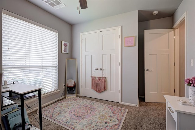 4004 Brougham Way, Oklahoma City, OK 73179 - home office with a ceiling fan and light colored carpet