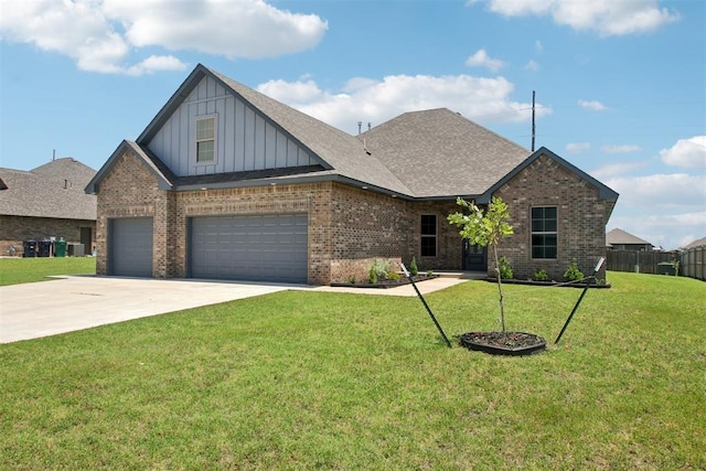4204 Chesterfield Pl, Oklahoma City, OK 73179 - view of front of home with board and batten siding, brick siding, concrete driveway, and roof with shingles