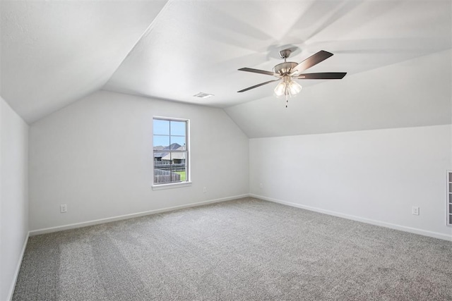 4204 Chesterfield Pl, Oklahoma City, OK 73179 - additional living space with carpet, vaulted ceiling, and ceiling fan