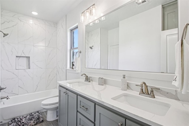 4204 Chesterfield Pl, Oklahoma City, OK 73179 - bathroom with double vanity and tub / shower combination