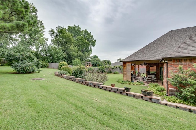 405 Kingsgate Rd, Yukon, OK 73099 - view of yard with a patio and a ceiling fan