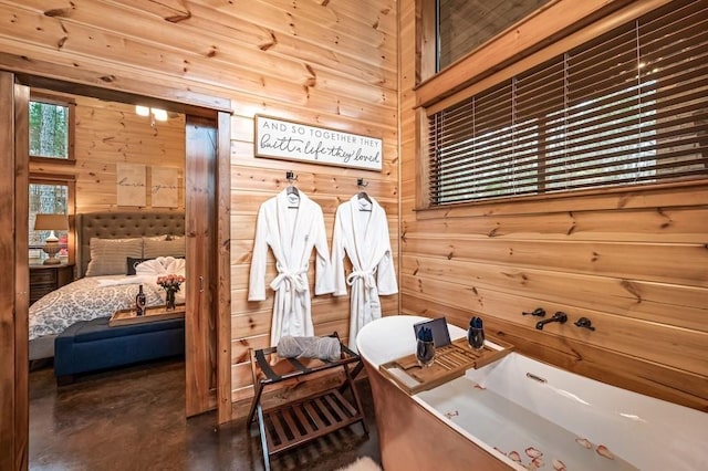 944 Camp Ranch Rd, Broken Bow, OK 74728 - mudroom featuring wooden walls and concrete flooring
