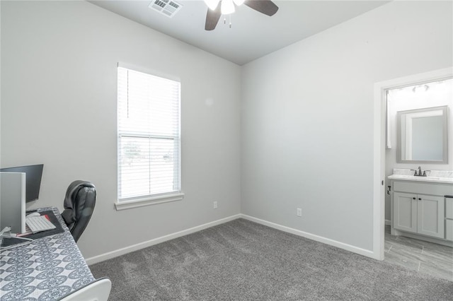 8908 NW 130th St, Oklahoma City, OK 73142 - unfurnished office with ceiling fan and light carpet