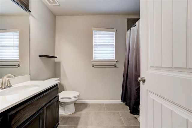 4213 NW 155th St, Edmond, OK 73013 - bathroom featuring vanity, tile patterned floors, and a shower with curtain