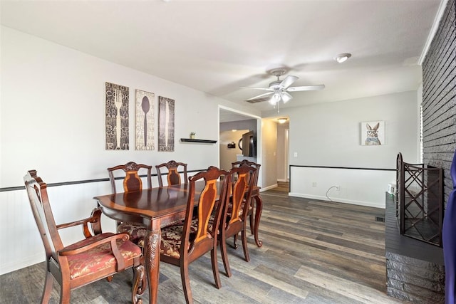 8316 NW 39th St, Bethany, OK 73008 - dining area with wood finished floors and ceiling fan