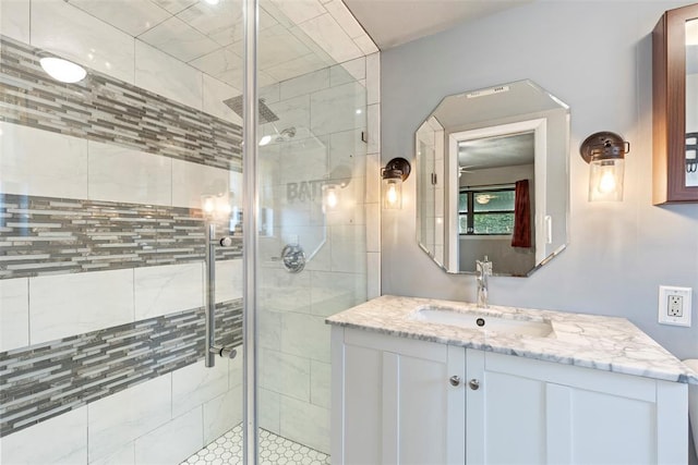 8316 NW 39th St, Bethany, OK 73008 - bathroom with vanity and a stall shower