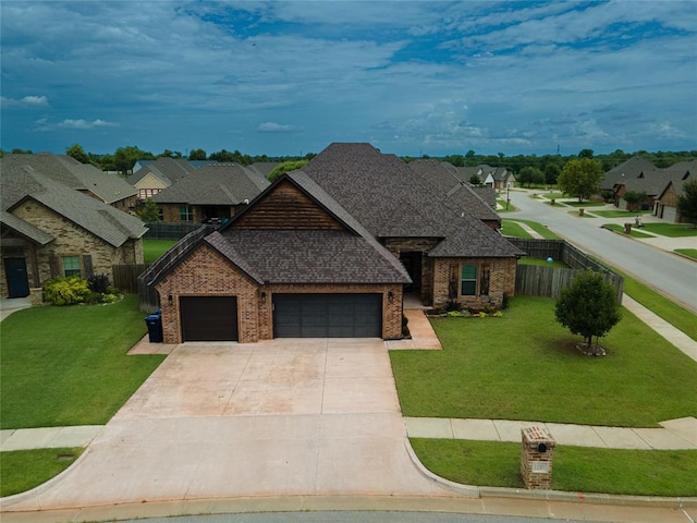 11501 SW 56th St, Mustang, OK 73064 - view of front of house with an attached garage, concrete driveway, a residential view, and roof with shingles
