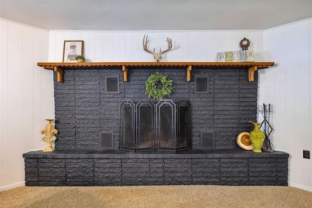 213 Meadowlark Ln, Fort Cobb, OK 73038 - detailed view of carpet floors and a fireplace