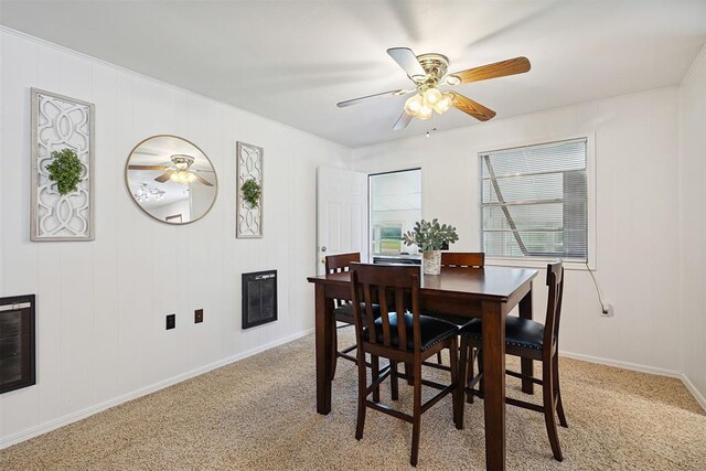 213 Meadowlark Ln, Fort Cobb, OK 73038 - dining area with ceiling fan and light colored carpet