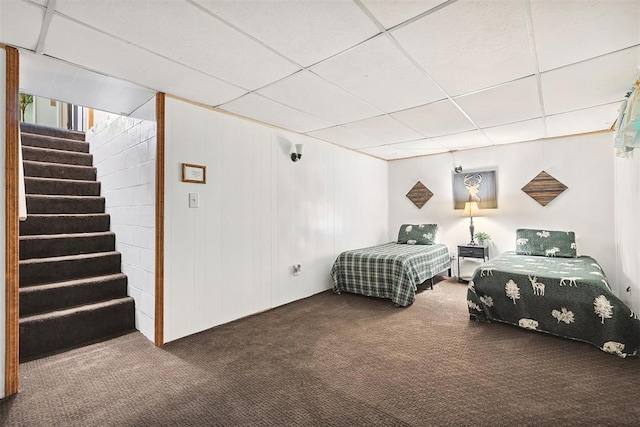 213 Meadowlark Ln, Fort Cobb, OK 73038 - bedroom with carpet floors and a drop ceiling