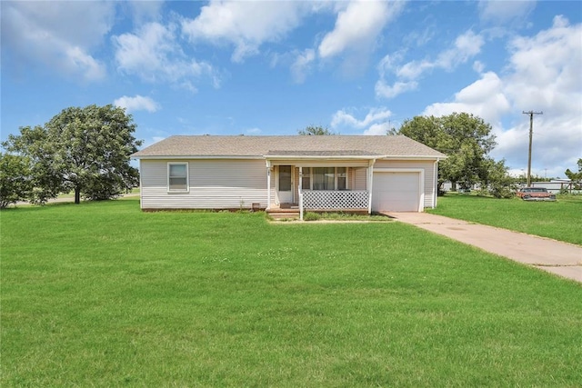 105 E E Walk, Canute, OK 73626 - single story home featuring an attached garage, concrete driveway, a front lawn, and entry steps