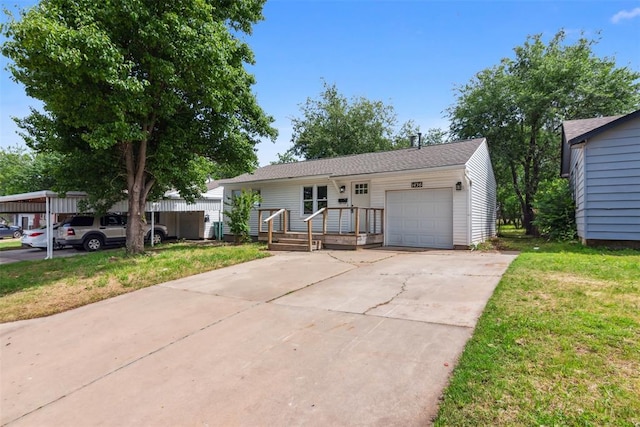1436 NW 97th St, Oklahoma City, OK 73114 - view of front of house with an attached garage, a front yard, and concrete driveway