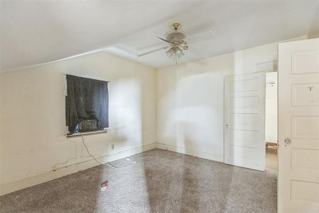 400 E Wagner Ave, Pauls Valley, OK 73075 - empty room featuring a ceiling fan, lofted ceiling, and speckle patterned floor