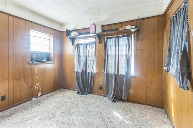 400 E Wagner Ave, Pauls Valley, OK 73075 - empty room featuring wooden walls and carpet floors