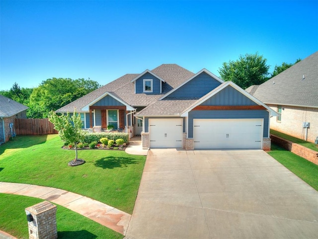 4116 Armstead Ave, Edmond, OK 73012 - craftsman inspired home with an attached garage, concrete driveway, roof with shingles, brick siding, and board and batten siding