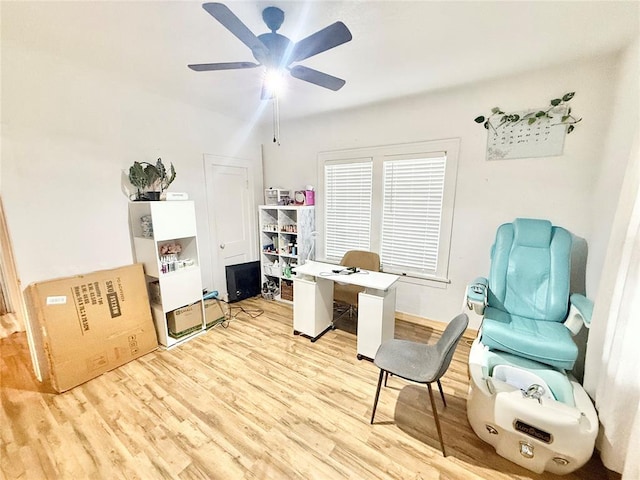 717 E Walnut St, Altus, OK 73521 - office space featuring wood finished floors and ceiling fan