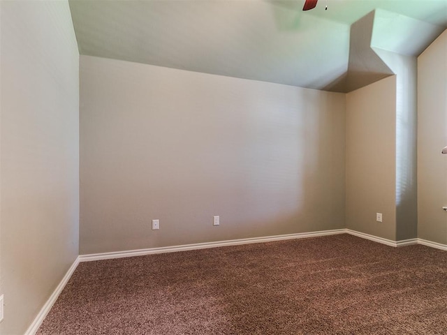 12105 SW 45th Ter, Mustang, OK 73064 - additional living space with carpet floors, a ceiling fan, and lofted ceiling