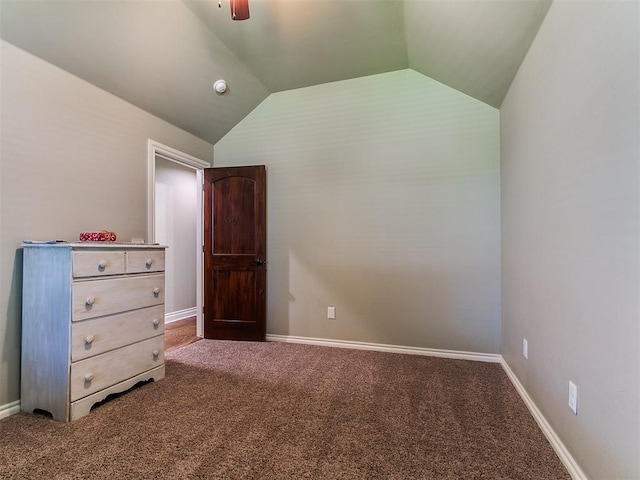12105 SW 45th Ter, Mustang, OK 73064 - carpeted bedroom featuring lofted ceiling and a ceiling fan