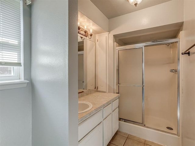 1713 SE 14th St, Moore, OK 73160 - full bath featuring a shower stall, vanity, and tile patterned flooring