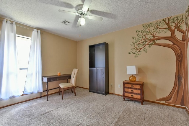3121 SW 128th St, Oklahoma City, OK 73170 - carpeted office with a textured ceiling and a ceiling fan