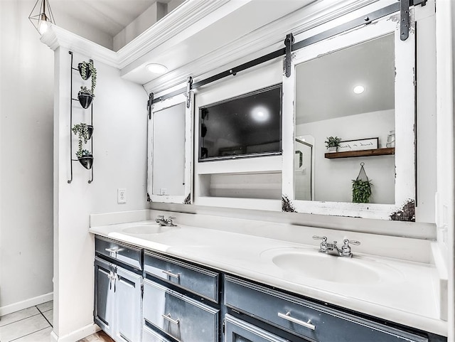 2044 Yorkshire Dr, Midwest City, OK 73130 - full bathroom with double vanity and tile patterned flooring