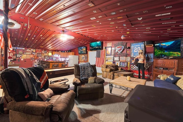 22117 E 1250th Rd, Rocky, OK 73661 - carpeted home theater room with vaulted ceiling