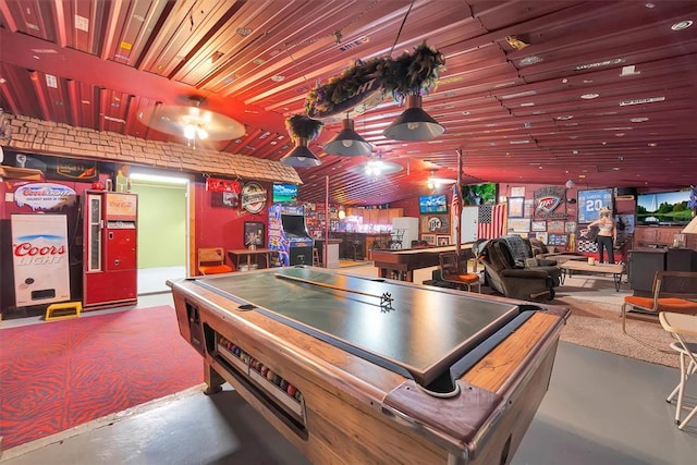 22117 E 1250th Rd, Rocky, OK 73661 - rec room with finished concrete flooring and billiards table