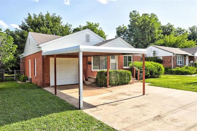 521 NW 50th St, Oklahoma City, OK 73118 - single story home with an attached garage, brick siding, concrete driveway, and a carport