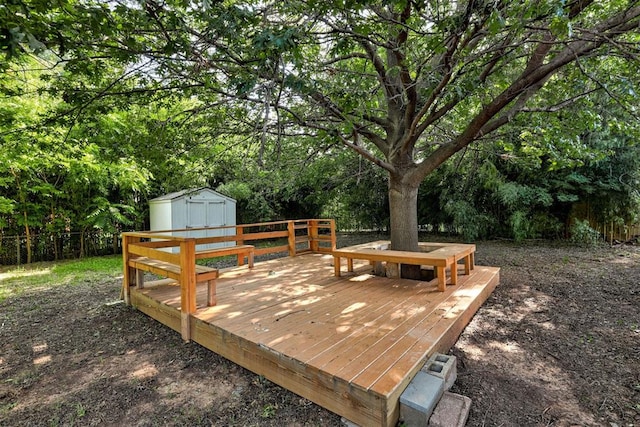 521 NW 50th St, Oklahoma City, OK 73118 - wooden deck with a shed