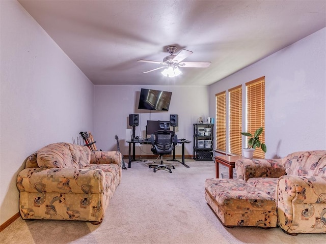 700 S Willowood Dr, Yukon, OK 73099 - home office with carpet and ceiling fan