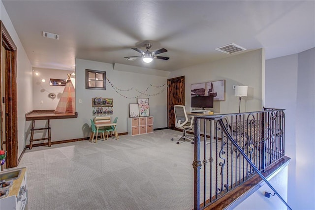 9020 NW 147th Ter, Yukon, OK 73099 - carpeted office featuring ceiling fan and baseboards