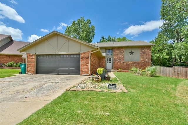 8800 Stoneleigh Ct, Oklahoma City, OK 73132 - ranch-style home with a garage, driveway, and brick siding