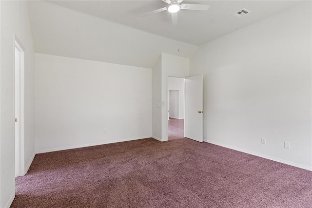 2719 NW 30th St, Newcastle, OK 73065 - unfurnished bedroom with carpet, lofted ceiling, and a ceiling fan