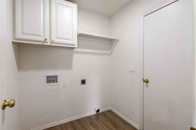 2719 NW 30th St, Newcastle, OK 73065 - washroom featuring dark wood-style floors, hookup for an electric dryer, hookup for a washing machine, and cabinet space