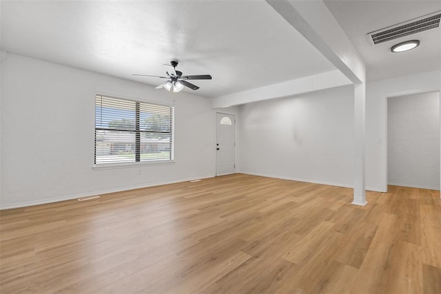 9617 Georgia Ave, Oklahoma City, OK 73120 - unfurnished living room with ceiling fan and light wood-style flooring