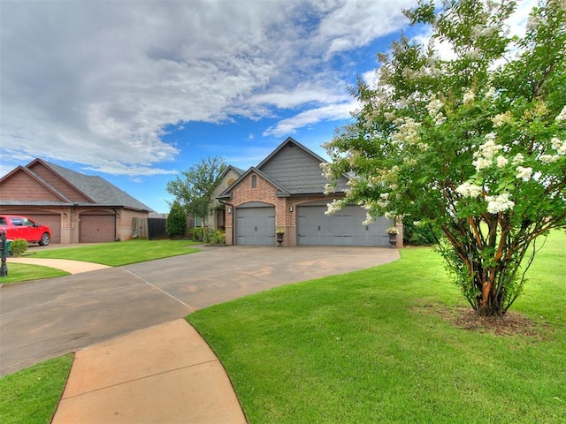 7032 NW 159th Pl, Edmond, OK 73013 - view of front facade with brick siding, a front yard, driveway, and an attached garage