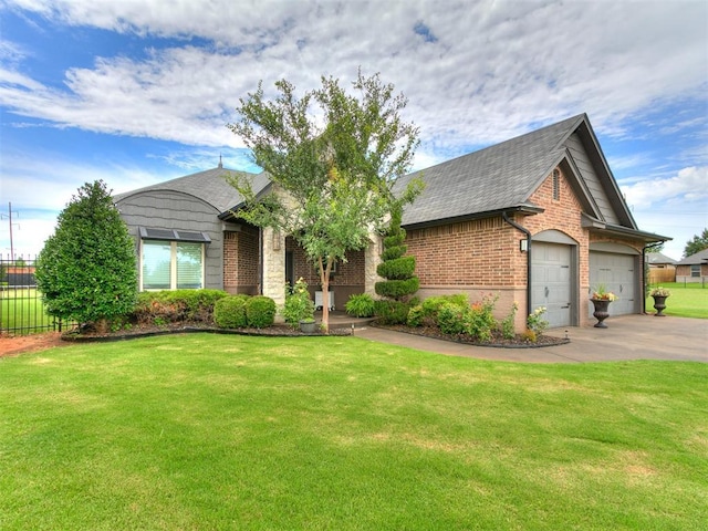 7032 NW 159th Pl, Edmond, OK 73013 - view of front facade featuring brick siding, driveway, an attached garage, and a shingled roof