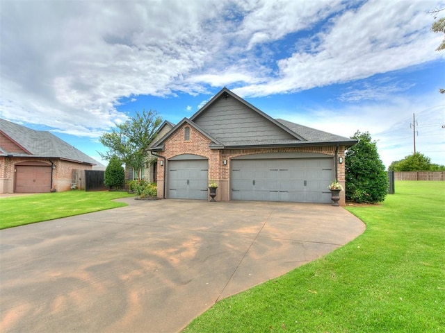 7032 NW 159th Pl, Edmond, OK 73013 - view of front of house featuring brick siding, an attached garage, and concrete driveway