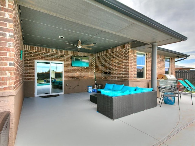 7032 NW 159th Pl, Edmond, OK 73013 - view of patio featuring a ceiling fan and an outdoor hangout area