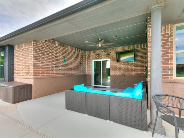 7032 NW 159th Pl, Edmond, OK 73013 - view of patio featuring an outdoor hangout area and a ceiling fan
