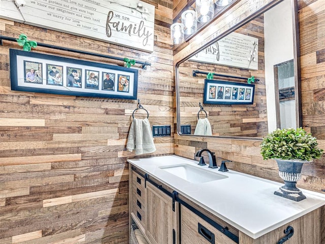 117 S Lexington Way, Edmond, OK 73012 - bathroom with wood walls and vanity