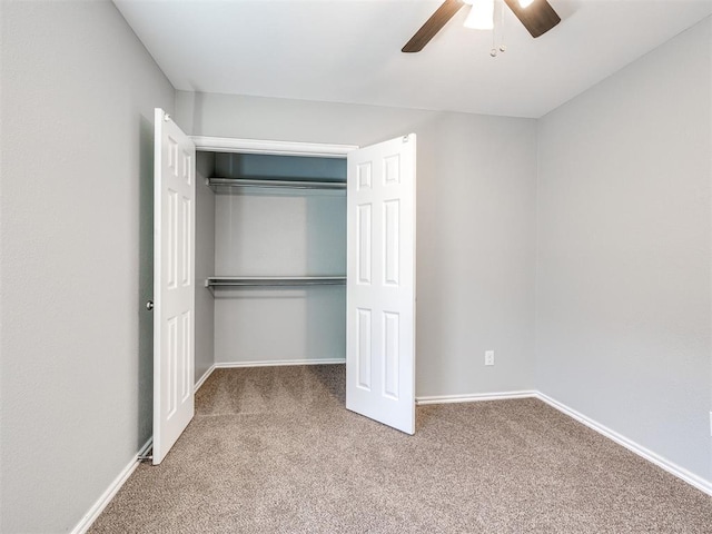 4917 SE 89th Ter, Oklahoma City, OK 73135 - unfurnished bedroom with carpet floors, a closet, and ceiling fan