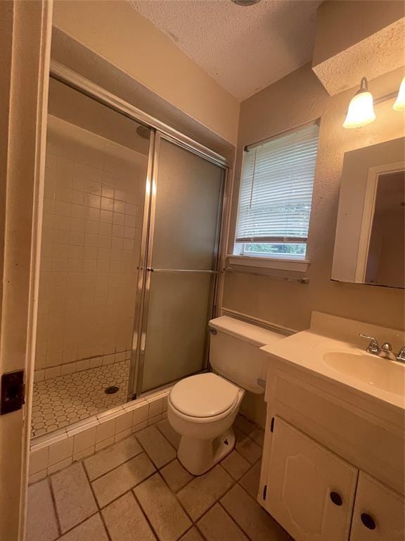 5333 Coble St, Oklahoma City, OK 73135 - full bath featuring a textured ceiling, vanity, and a shower stall